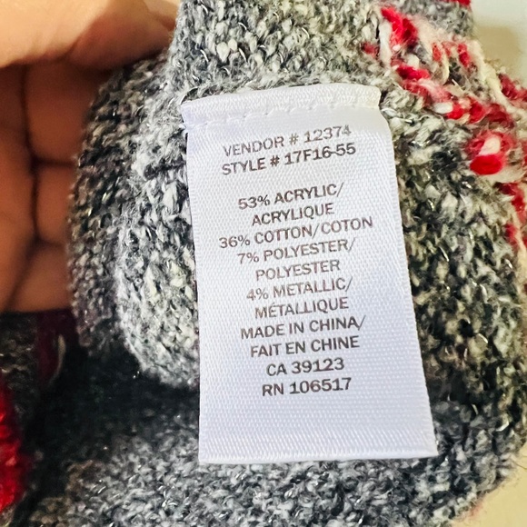 NORTHER REFLECTIONS Sweater Vest Knit Red Grey White Zippered Sweater Vest Large - Picture 10 of 10